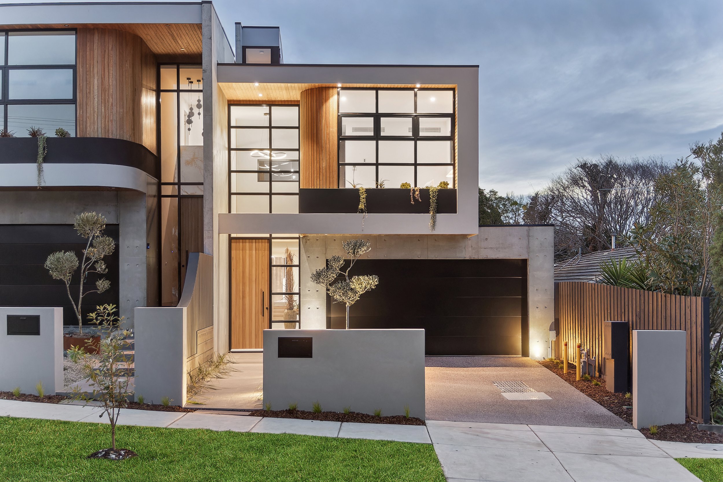 Contemporary Melbourne home with a clear architectural facade